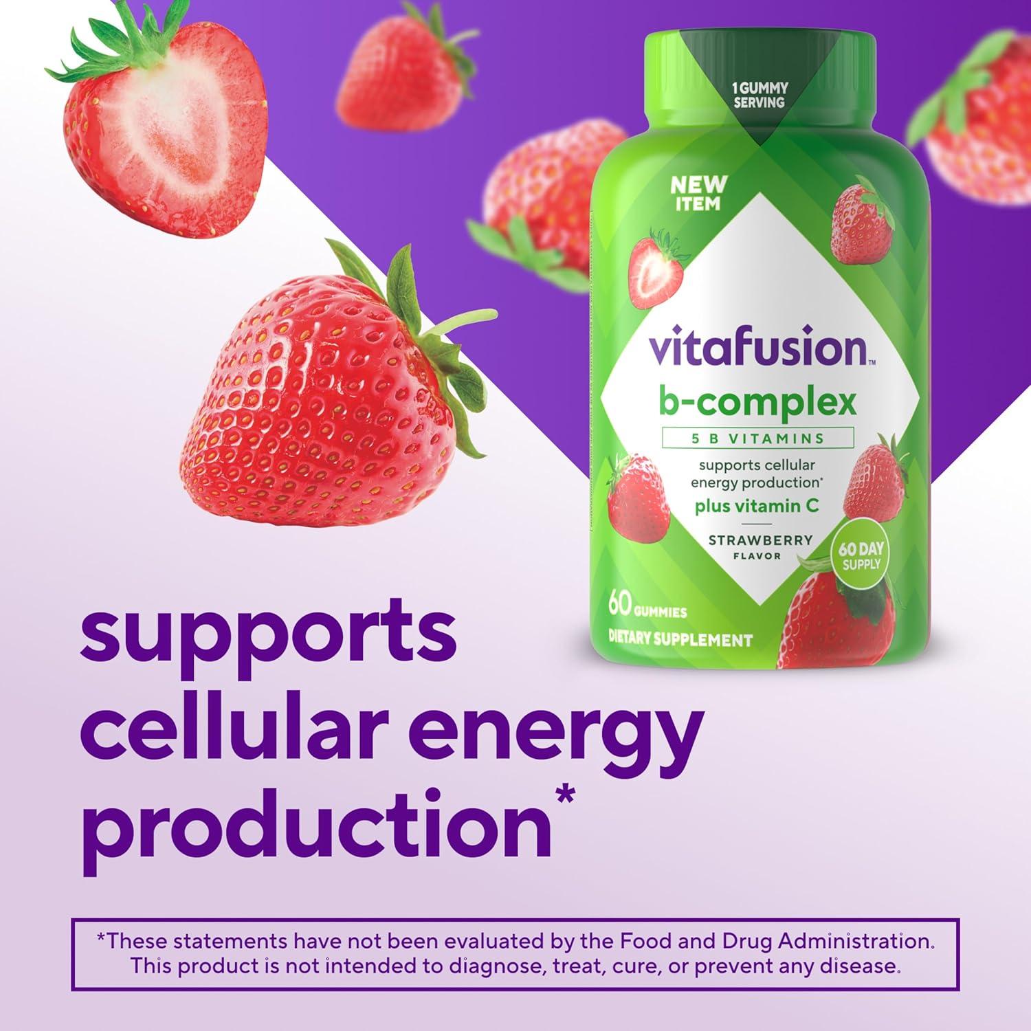 image:imagevitafusion BComplex Gummy Dietary Supplements with 5 B Vitamins to Support Cellular Energy Production 1 Plus Vitamin C Strawberry Flavor 60 Count1 Count Pack of 1