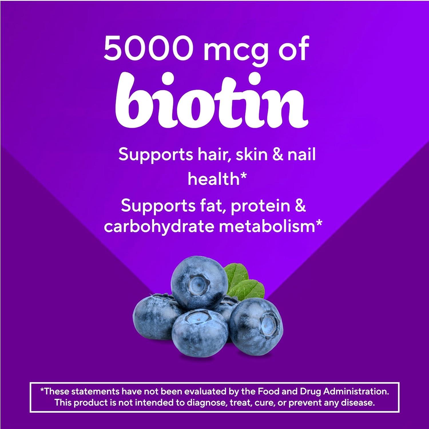 image:imagevitafusion Extra Strength Biotin Gummy Vitamins Berry Flavored 5000 mcg Biotin Vitamins Americas Number 1 Gummy Vitamin Brand 50 Day Supply 100 Count packaging may vary