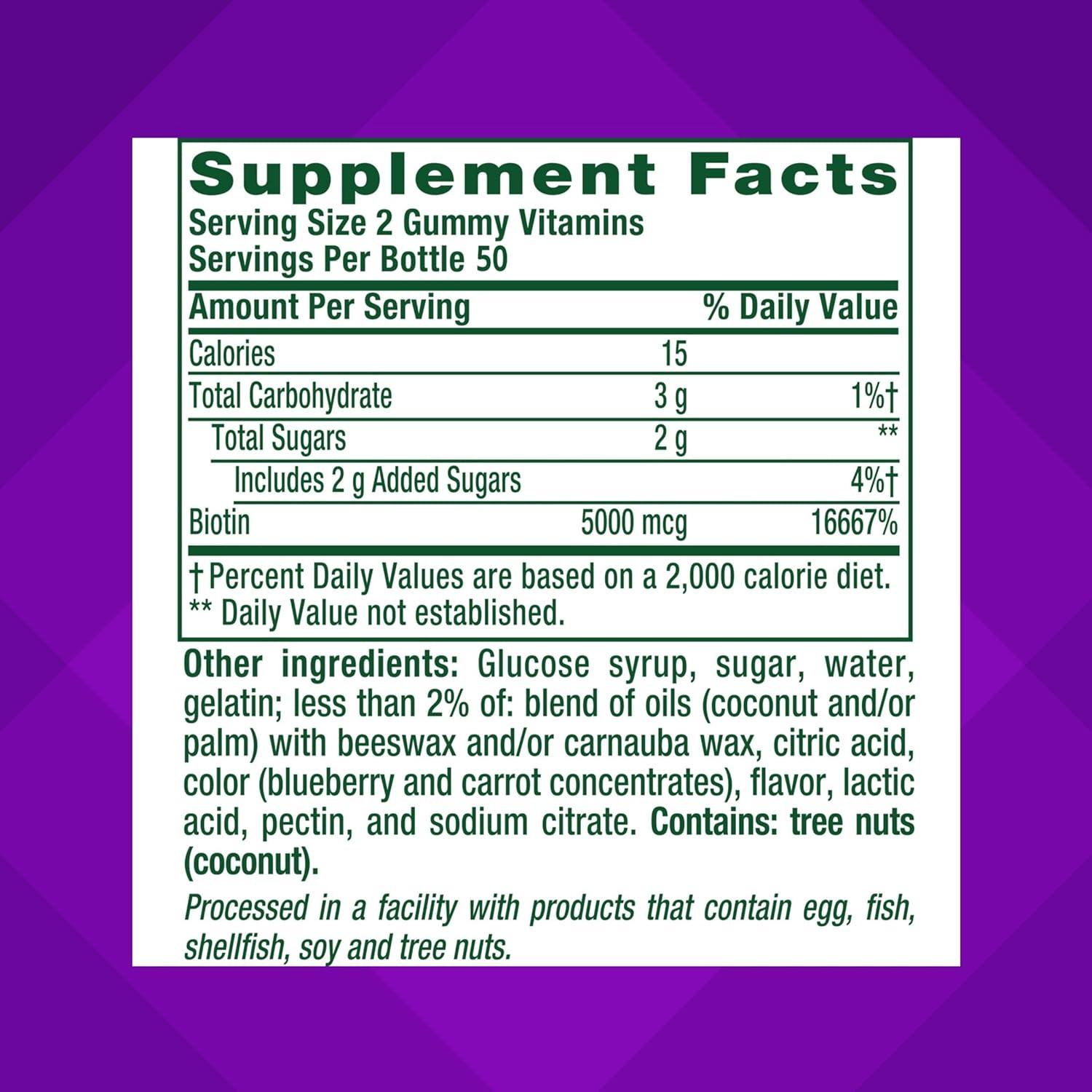image:imagevitafusion Extra Strength Biotin Gummy Vitamins Berry Flavored 5000 mcg Biotin Vitamins Americas Number 1 Gummy Vitamin Brand 50 Day Supply 100 Count packaging may vary