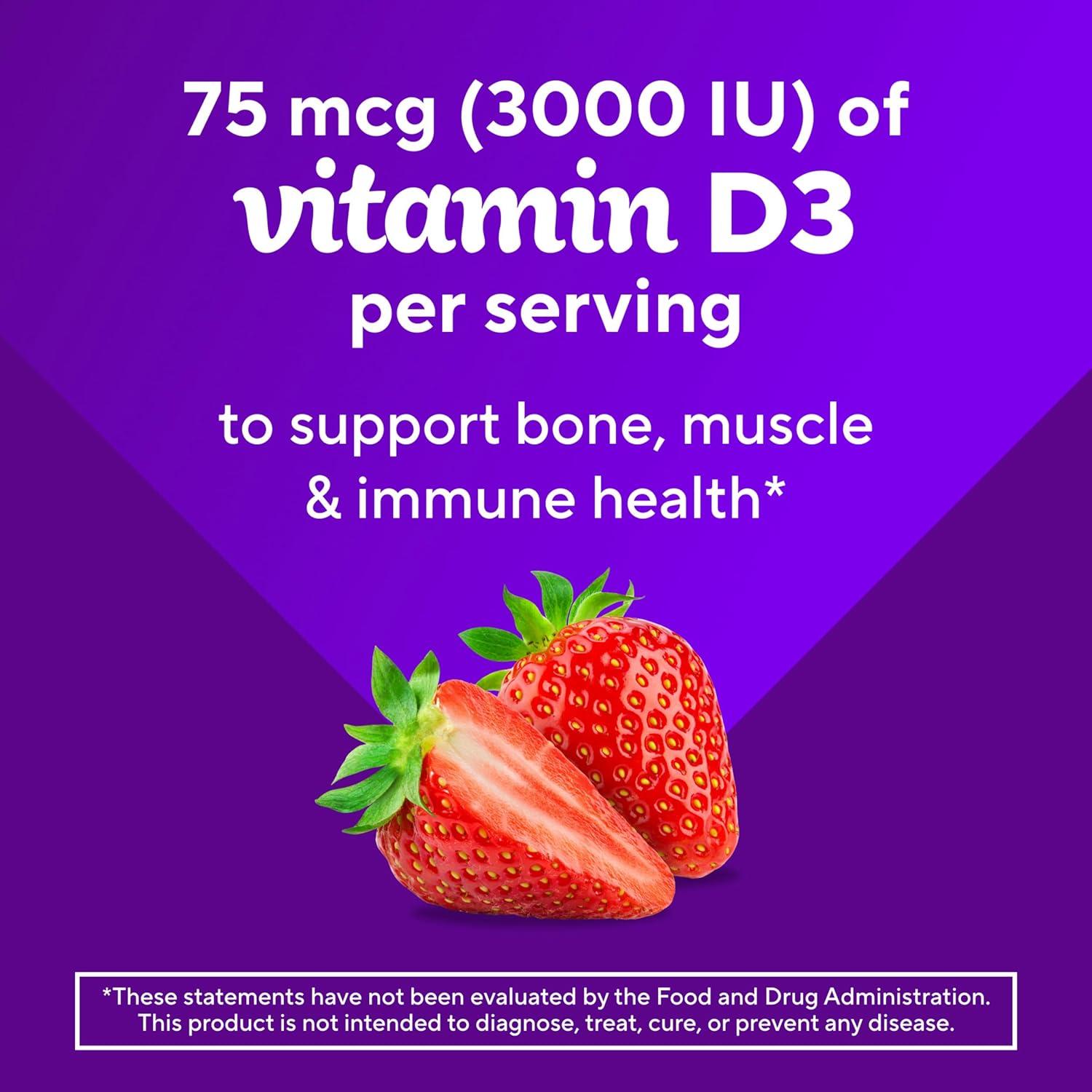 image:imagevitafusion Extra Strength Vitamin D3 Gummy Strawberry Flavored Bone and Immune System Support 1 120 CountVitamin D3