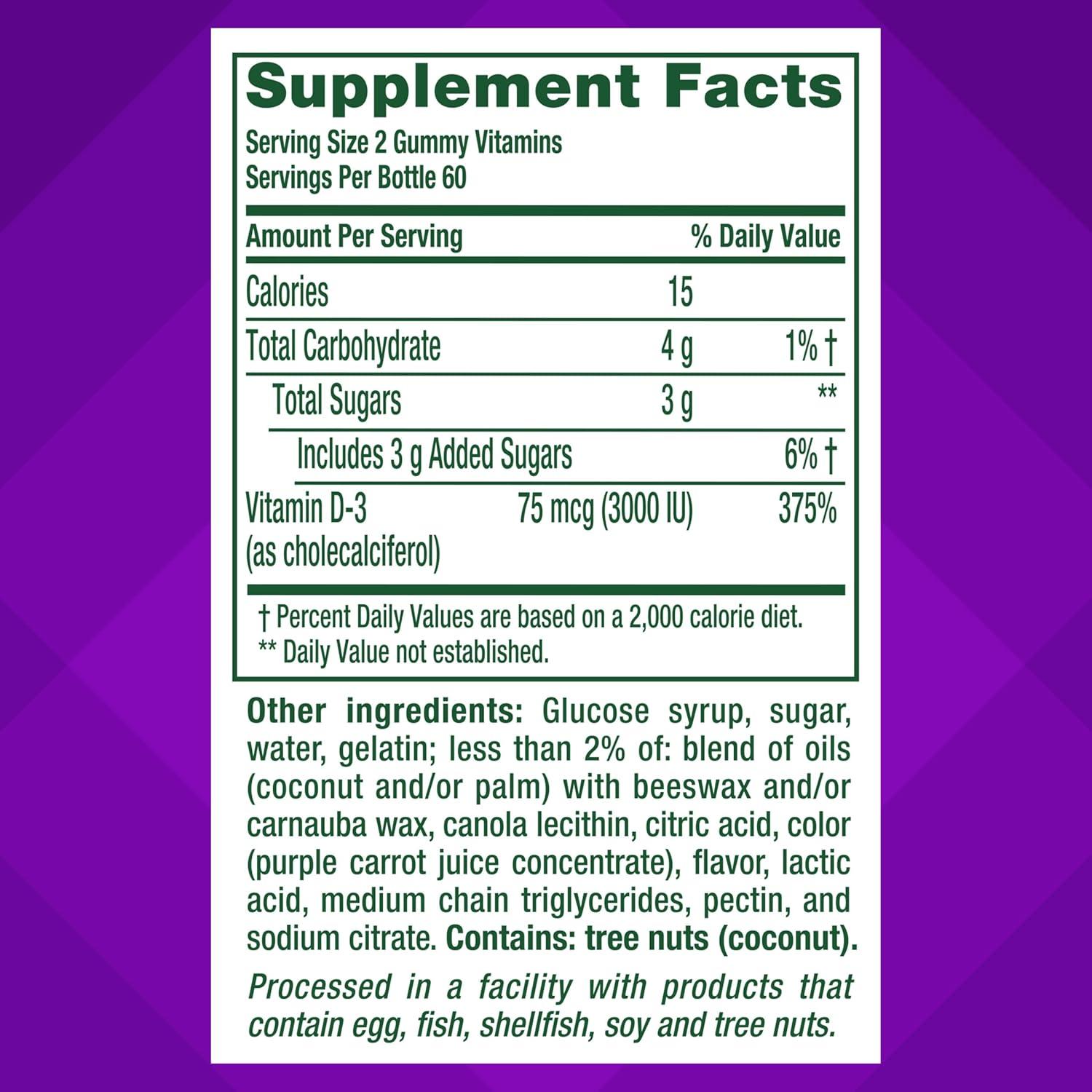 image:imagevitafusion Extra Strength Vitamin D3 Gummy Strawberry Flavored Bone and Immune System Support 1 120 CountVitamin D3