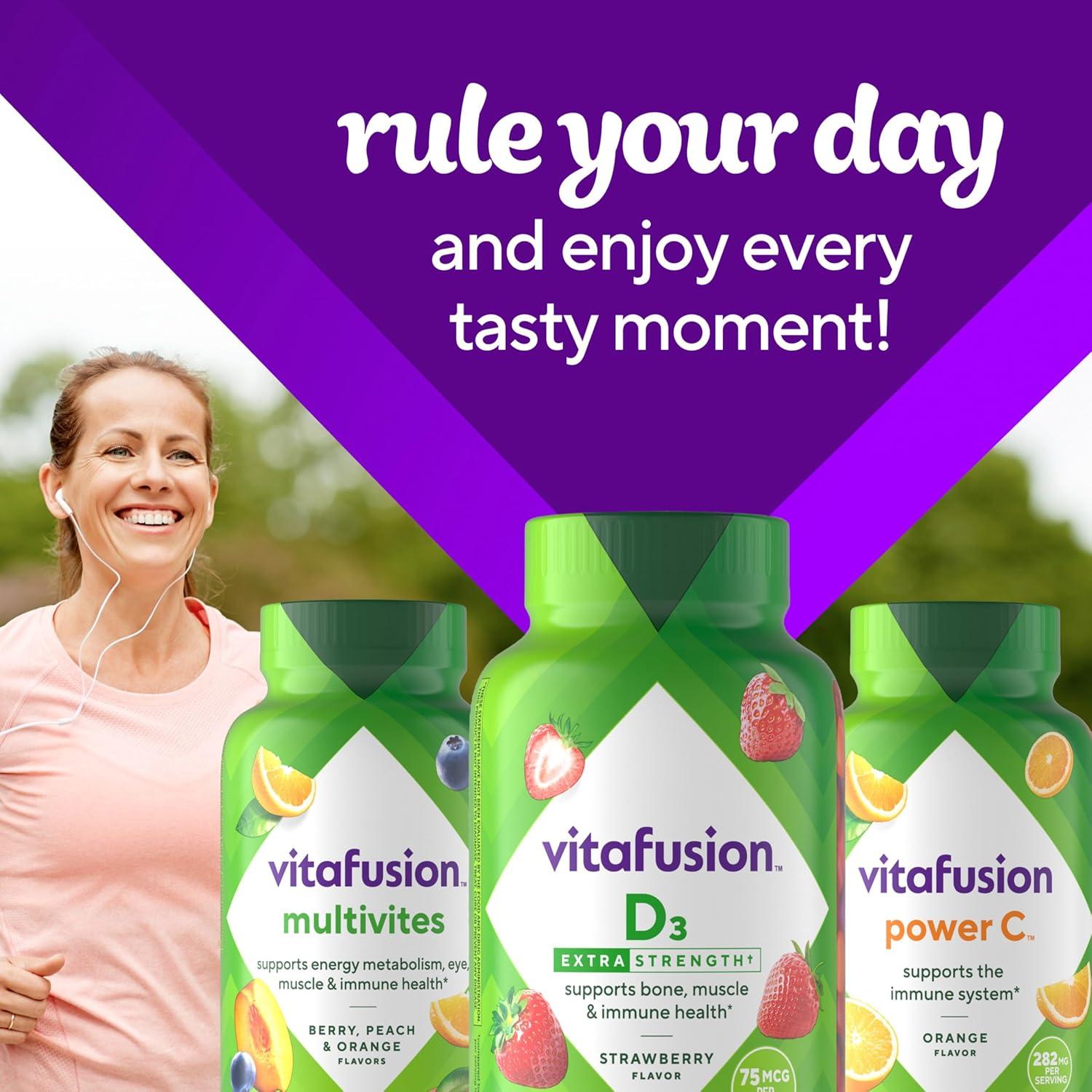 image:imagevitafusion Extra Strength Vitamin D3 Gummy Strawberry Flavored Bone and Immune System Support 1 120 CountVitamin D3