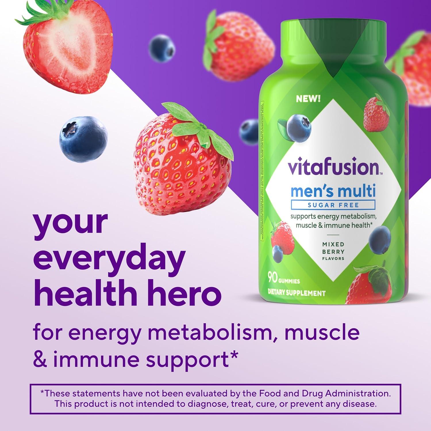 image:imagevitafusion Sugar Free Mens Multi Daily Gummy Multivitamins Supports Energy Metabolism Muscle and Immune Health 1 Mixed Berry Flavors 90 Count1 Count Pack of 2