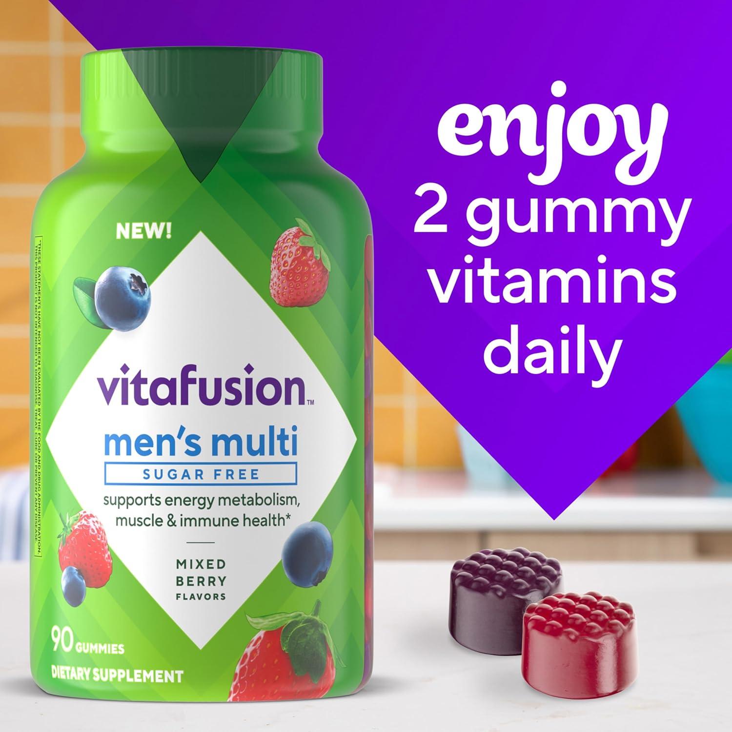 image:imagevitafusion Sugar Free Mens Multi Daily Gummy Multivitamins Supports Energy Metabolism Muscle and Immune Health 1 Mixed Berry Flavors 90 Count1 Count Pack of 2