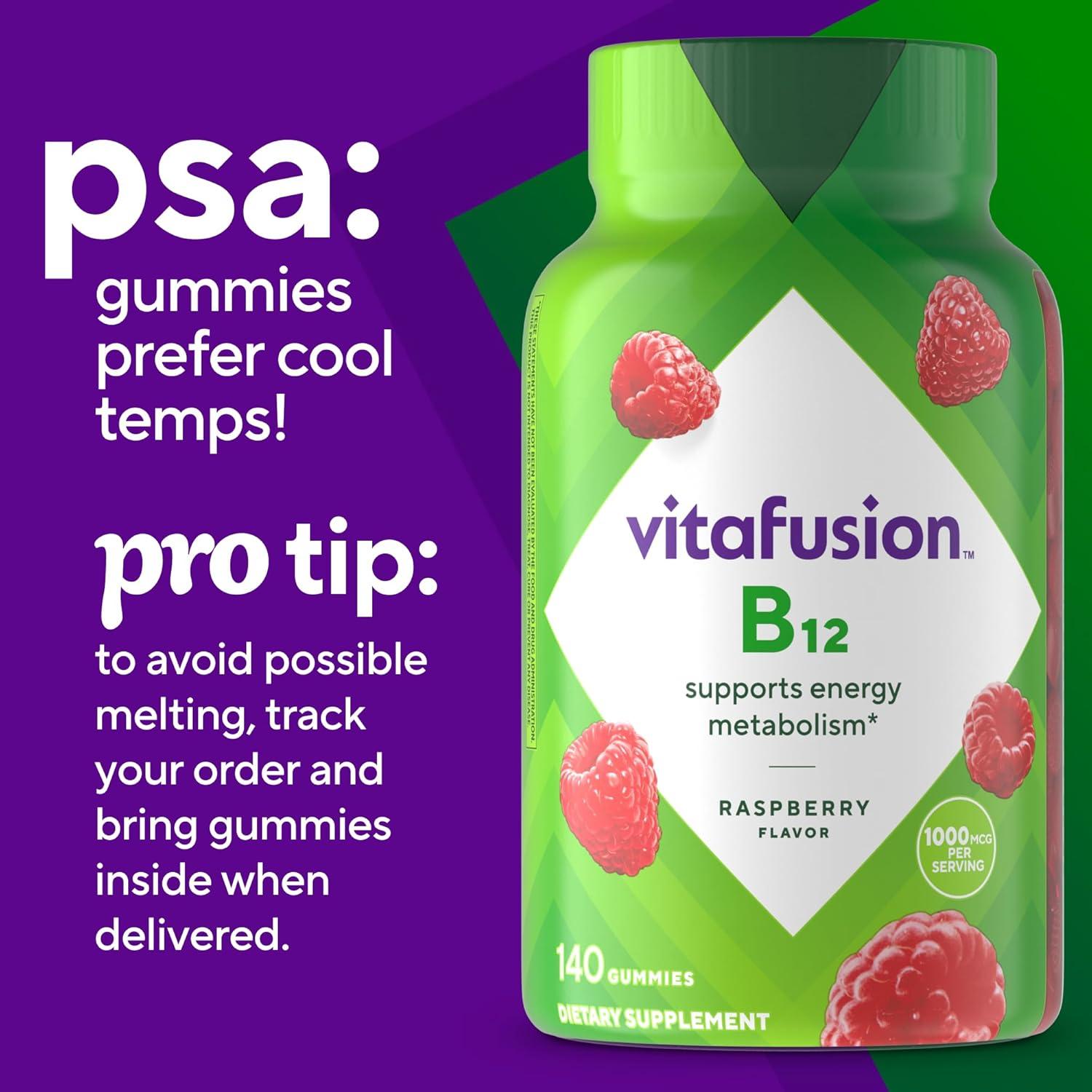 image:imagevitafusion Vitamin B12 Gummy Vitamins for Energy Metabolism Support Raspberry Flavored Americas Number 1 Gummy Vitamin Brand 70 Day Supply 140 Count140 Count Pack of 1