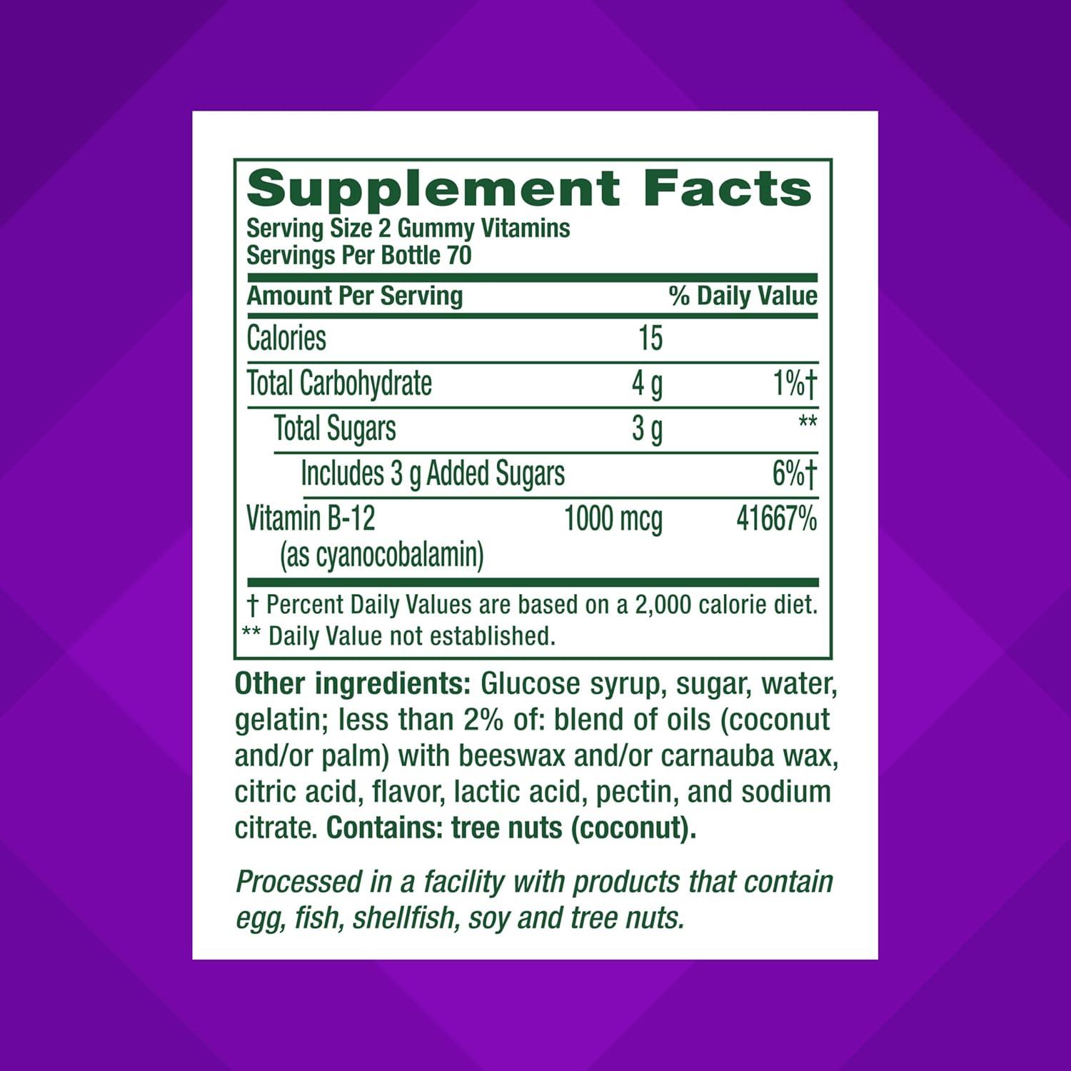 image:imagevitafusion Vitamin B12 Gummy Vitamins for Energy Metabolism Support Raspberry Flavored Americas Number 1 Gummy Vitamin Brand 70 Day Supply 140 Count140 Count Pack of 1