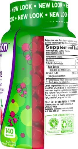 image:imagevitafusion Vitamin B12 Gummy Vitamins for Energy Metabolism Support Raspberry Flavored Americas Number 1 Gummy Vitamin Brand 70 Day Supply 140 Count140 Count Pack of 2